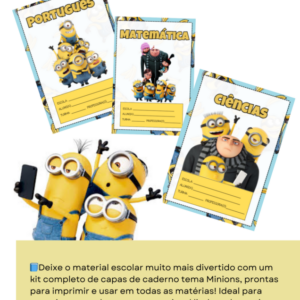 📚 CAPAS DE CADERNO – TEMA MINIONS