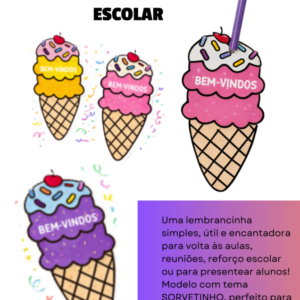 🍦 Lembrancinha “BEM-VINDOS” – Modelo para Imprimir 🍦